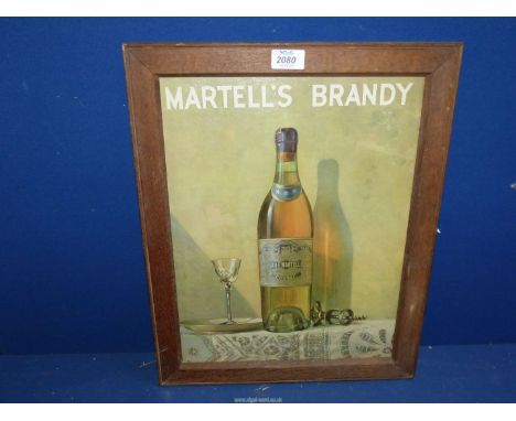 A wooden framed still life Print of Martell's Brandy, 15 1/2" x 19 1/4".