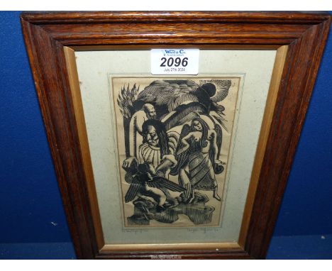 A Woodcut "Four Ages of Man" dated 1941, Morgan Hoffman.
