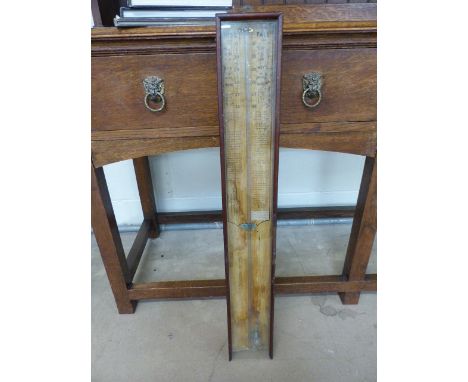 Unusual oak cased Victorian Barometer, instructions written inside the case . Maker G.P Massingham, Boston. Mercury filled tu