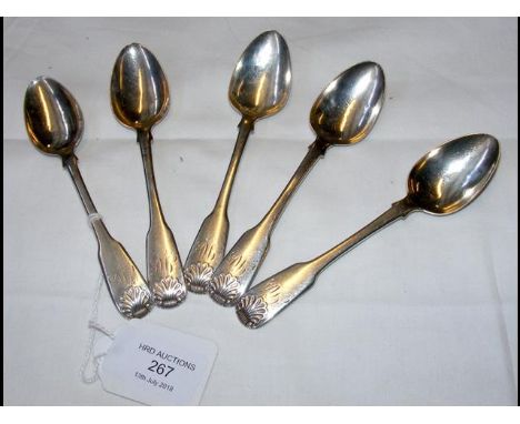 A set of five silver teaspoons - 3.4oz 