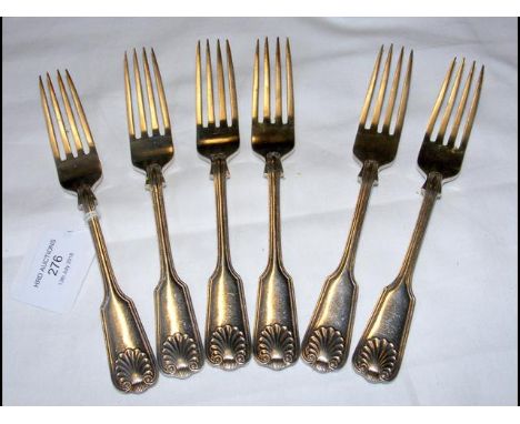 Six silver dining forks - 12.3oz 