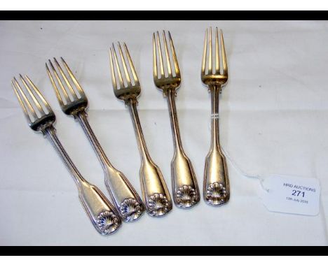 Five silver forks - 9.8oz