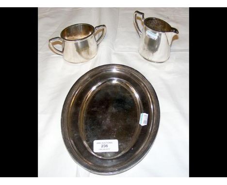 Three pieces of Cunard Line silver plated ware 