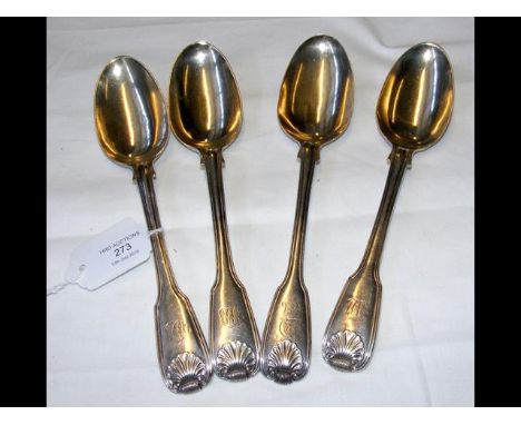 Four silver serving spoons - 13.4oz 