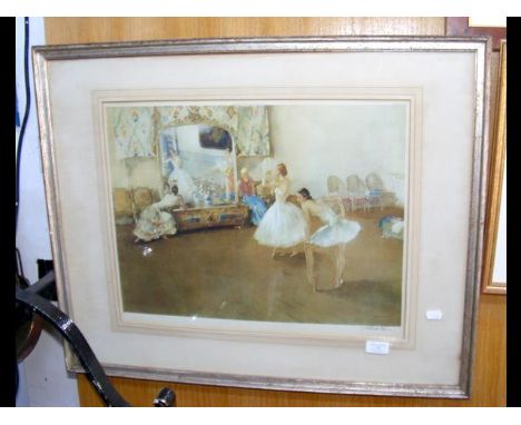 WILLIAM RUSSELL FLINT - coloured print - Ballerinas with blind-proof stamp and signed in pencil by the Artist to the mount - 