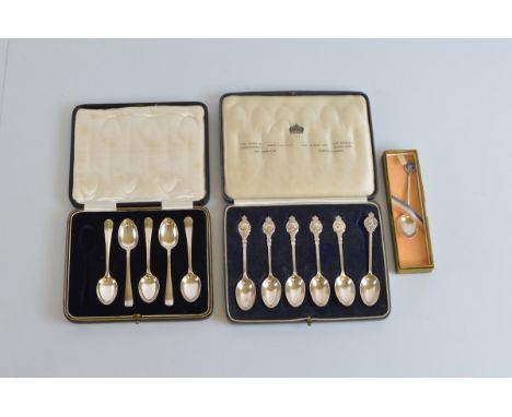 A set of six Royal commemorative silver teaspoons, commemorating House of Windsor, contained in fitted case. Hallmarked Londo