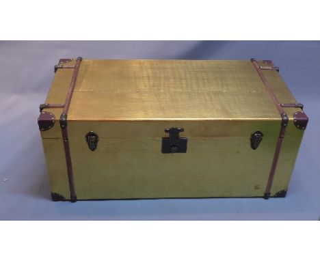 An Andrew Martin style aviator trunk, H. 42cm W. 100cm D. 51cm