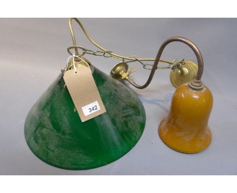 Two brass light fitting with glass shades