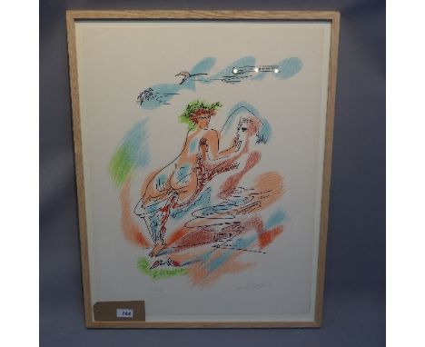 Andrea Masson Cupid Psyche Original lithograph 1967, Hand signed and numbered in pencil from the edition of 125 H 71cm x W 56