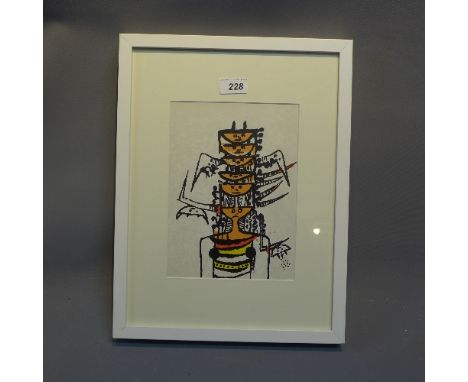  Wilfredo Lam (Cuban 1902 - 1982),  Untitled, lithograph, edition of 1000 - 1979. H.24.5cm, W.18cm.