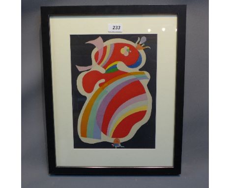 Lithograph Wassily Kandinsky 1866 - 1944 "Composition" printed by Maeght 1969, mounted in ebonised frame. H-32.5cm, W- 24cm