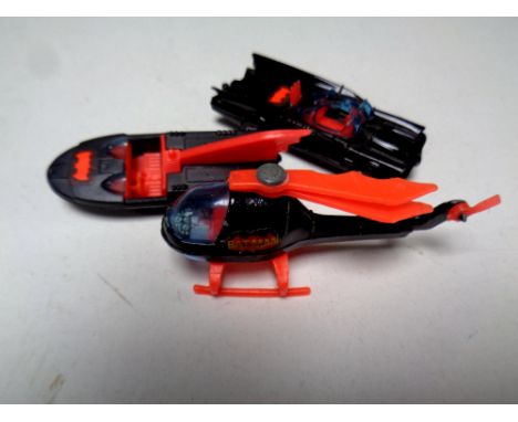 Corgi Juniors (1970's) Batmobile, helicopter, and speed boat.