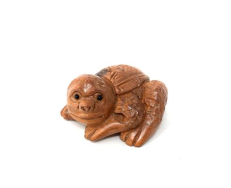 A Chinese carved hardwood netsuke - giant turtle 