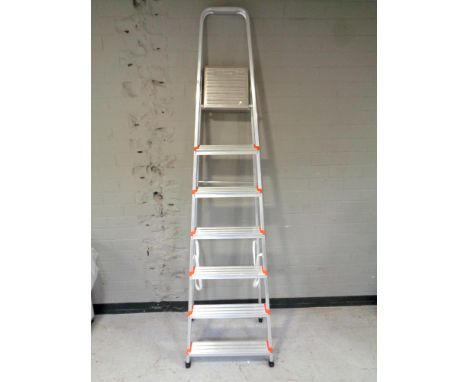 A set of Titan aluminium folding step ladders 
