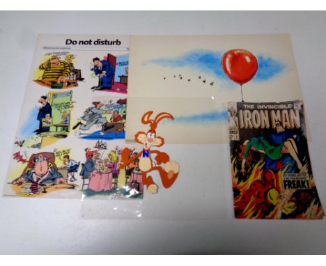 Marvel Comics Iron Man #3, 1968 American 12 cent comic, Nestle Nesquik film cell, Walt Disney Winnie the Pooh picture vintage