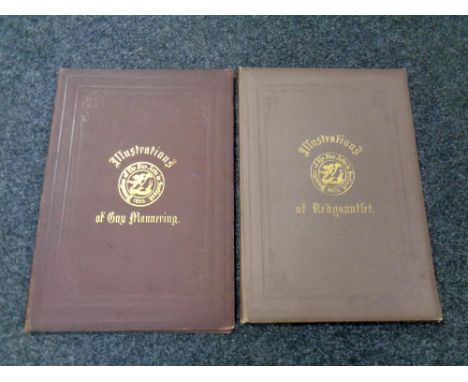 Two large vintage books containing the illustrations of Guy Mannering - From the Fine Arts in Scotland 1886 and Illustrations