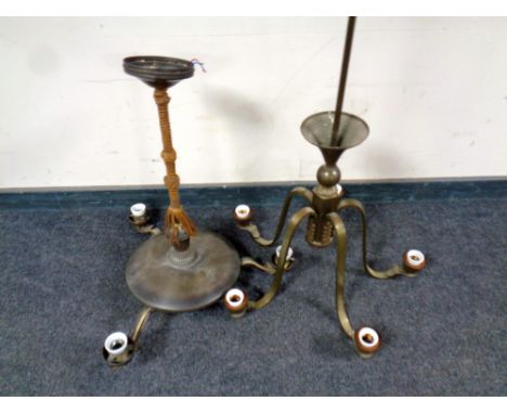 Two 20th century continental brass light fittings  