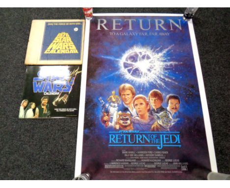 Return of the Jedi (Reissue) Tom Jung artwork poster, along with a vintage 1978 Star Wars US calendar complete published by B