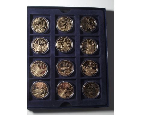 The centenary of the first world war commemorative coin collection. 12 golden proof coins with COA and presentation box