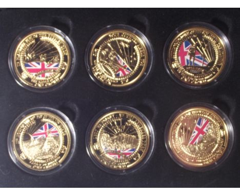 The First World War Centenary Crown collection. Six golden proof coins with COA and presentation box