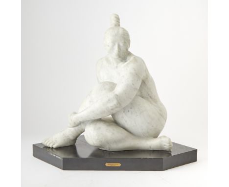 Mexican, b. 1935Mujer Lacandona, 1980Signed and dated Amaya 1980Carrera marble on wood base20 1/2 x 18 x 16 1/4 inches (52.1 
