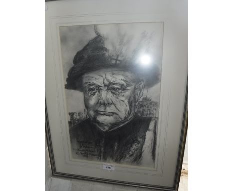 R STANDISH SWEENEY: 'Sketched at Windsor, Sir Winston Churchill, KG', signed and dated 1959, black chalk