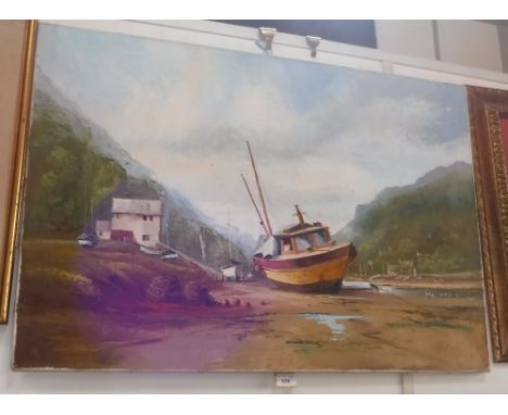 JACK R MOULD: 'Gweek' oil on canvas (unframed)