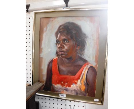 REGINALD CAMPBELL 1923-2008: A portrait of an Australian Aboriginal woman, oil on canvas board