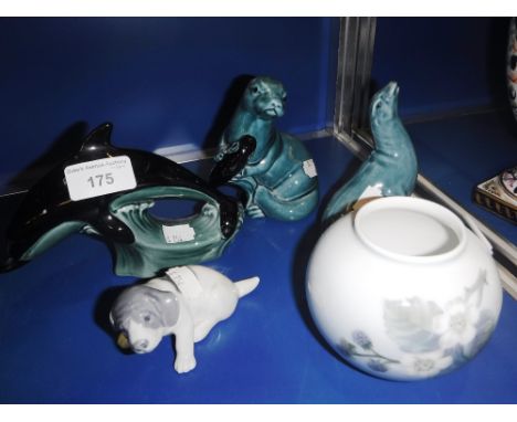 THREE POOLE POTTERY ANIMAL ORNAMENTS and similar items