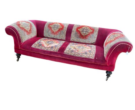 Victorian part carpet Chesterfield sofa.