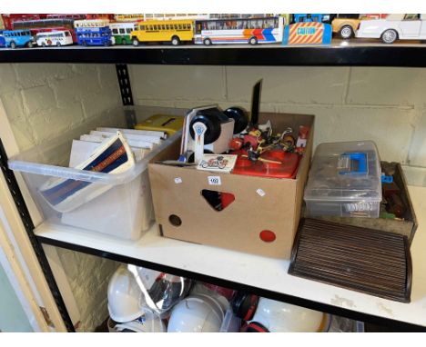 Royal National Lifeboat Institution vintage money box, Star Trek collectors plates, collection of toys, painting by Eric Bart