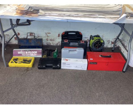 Collection of tools including little used socket set, power tools, etc.