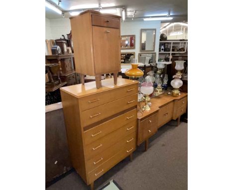 Lebus Mid Century dressing table, six drawer chest and bedside cabinet (3).