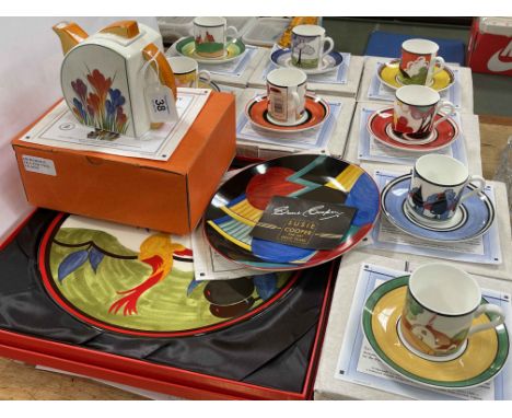 Collection of Clarice Cliff limited editions including Crocus teapot, Centenary cups and saucers, Bird of Paradise plate, etc