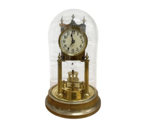 Gustav Becker - German early 20th century torsion clock, with a skeleton movement and rotary oscillating pendulum, enamel dia