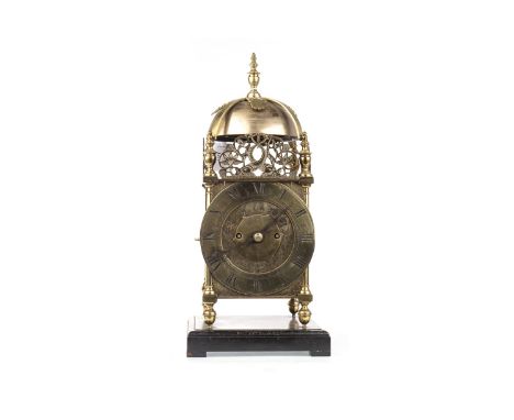 17TH CENTURY AND LATER LANTERN CLOCK BY JEFFREY BAYLEY, with 19th century double fusee, two-train eight-day movement, the cha