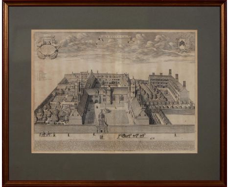 David Loggan (1634-1692) - Gonville and Caius College Cambridge, engraving, 37.5 x 49.5cm, three other prints of Caius Colleg