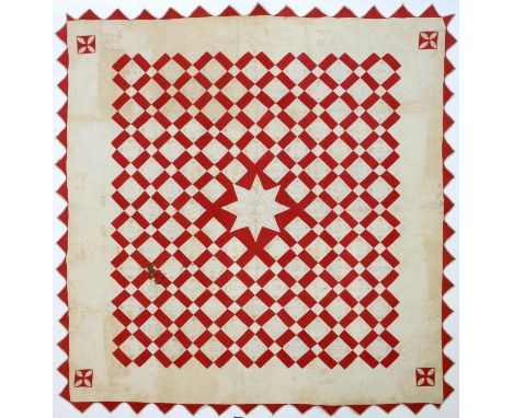 Folk Art. A Scottish Presbytery patchwork quilt, 19th c, in the manner of Welsh chapel work, centred by an eight-pointed star