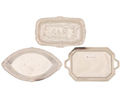 Three Elizabeth II miniature silver trays, 13.5cm l and circa, all Sheffield, two by Cooper Brothers &amp; Sons Ltd, 1976 and