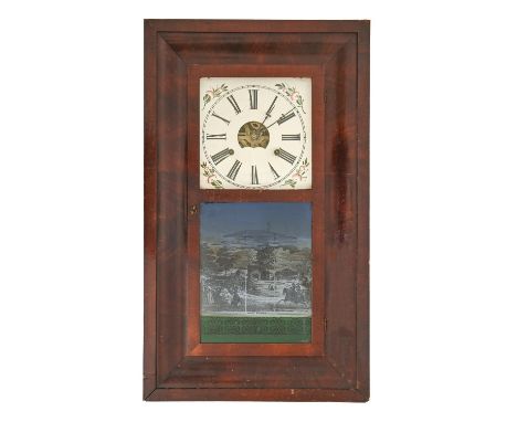 A late 19th c giltmetal figural mantel clock, the case stamped PH Mourey with painted enamel dial, 30cm h x33cm w and a later