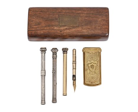 A Victorian stamped brass needle case - The Quadruple Needle Case Patented [and] Manufactured by R Turner &amp; Co Redditch, 