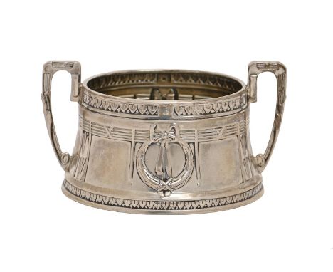 A German silver sugar bowl, c1920, 10.5cm over handles, by Lowenthal, maker's and control marks, 3ozs 10dwts Light wear