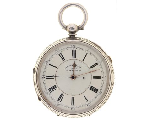 A silver keyless lever watch, H Bernstein Manchester, No 24890, centre seconds chronograph, with three quarter plate movement