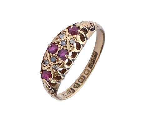 A ruby and diamond ring, in 18ct gold, Chester 1911, 3.6g, size M Light wear but good condition for age