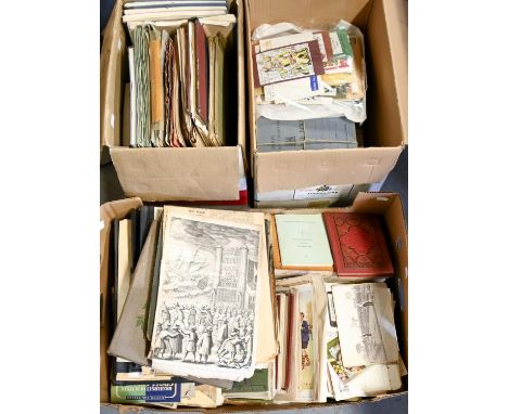 Miscellaneous ephemera, mostly printed, including a 19th c disbound photograph album of topographical albumen and other print