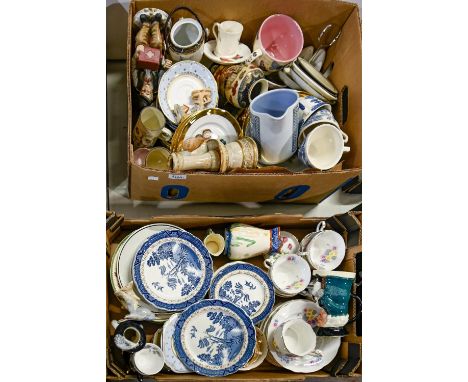 Miscellaneous ceramics, including Arthur Wood basket, Booths Real Old Willow pattern tea and dinner ware, Foley part tea serv