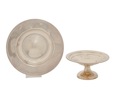 An Elizabeth II silver armada dish, 13cm diam, by Carrs of Sheffield Ltd, 1997 and a silver bonbon dish, Birmingham 1924, 4oz