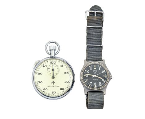 A British military issue CWC wristwatch, quartz movement, 34mm diam, marked on caseback W10/6645-99-541-5317, Broad Arrow, 60