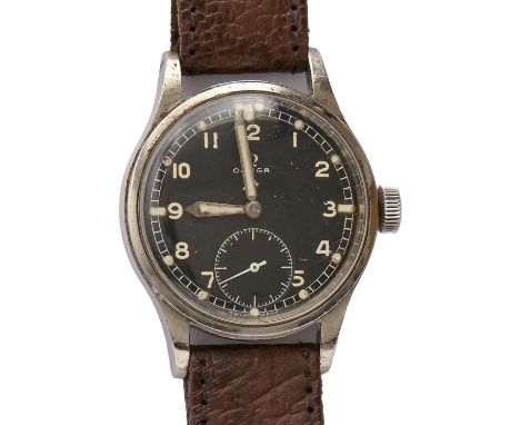 A WWI British military issue Omega 'Dirty Dozen' wristwatch,&nbsp;serial No 10260069, calibre 30T2 movement, caseback marked 