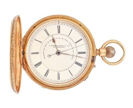 An English 18ct gold hunting cased keyless lever watch, J Hargreaves &amp; Co Liverpool, Makers to the Queen &amp; HRH The Pr